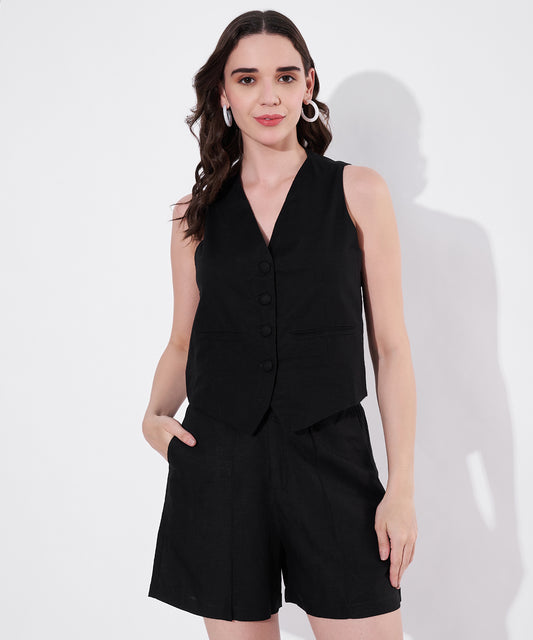 Vienna Shorts Coord Set - Black