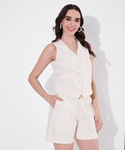 Vienna Shorts Coord Set - White